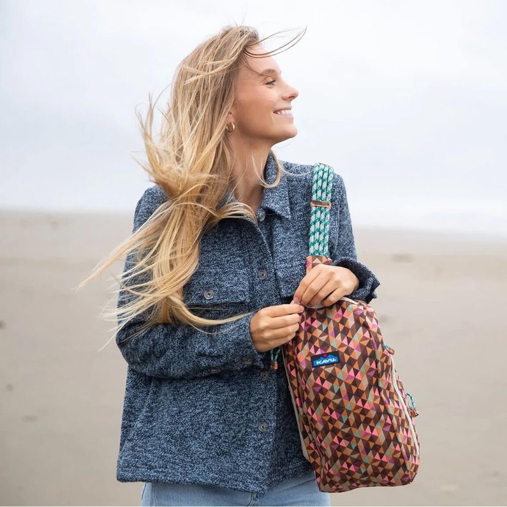 Kavu Women's Acacia - Blue Slate button up sweater jacket.
